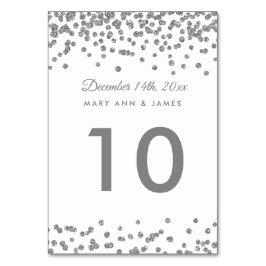 Numeração De Mesa Número da Tabela Silver Faux Glitter Confetti Whit