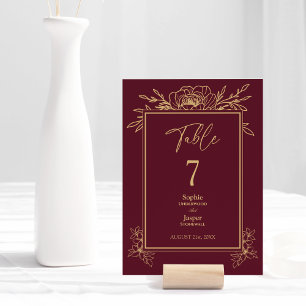 Numeração De Mesa Número da Tabela Simples de Casamento Floral Doura