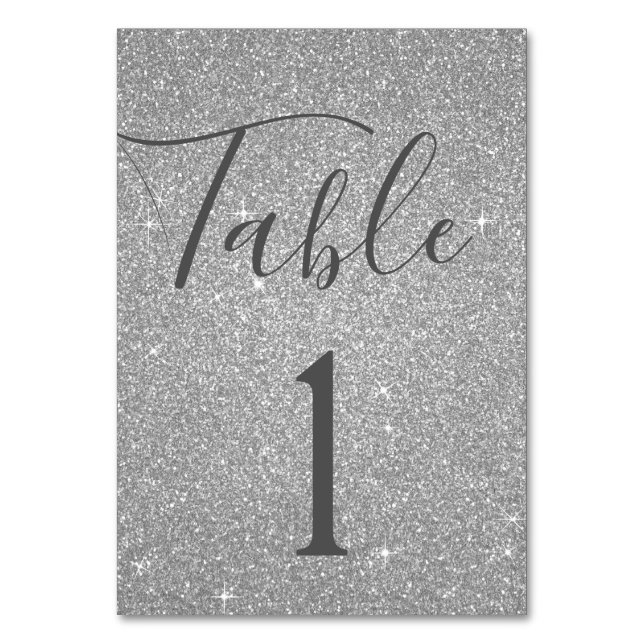 Numeração De Mesa Número da Tabela Sparkle do Luxury Silver (Verso)