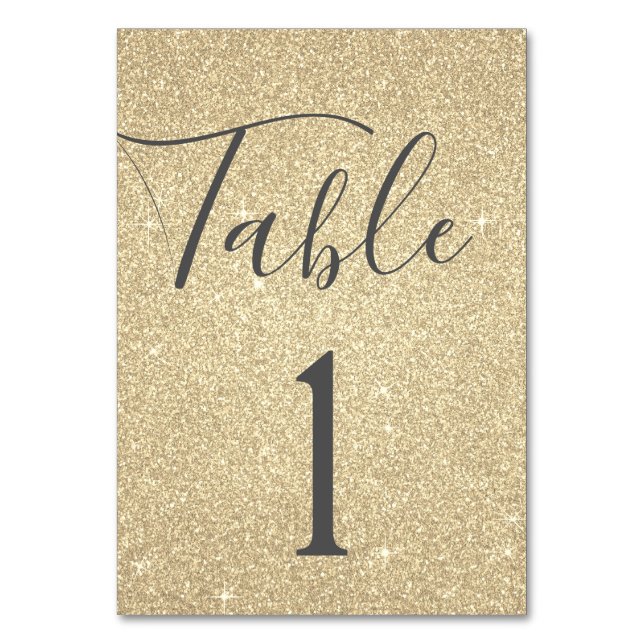Numeração De Mesa Número da Tabela Sparkle Dourada de luxo (Verso)