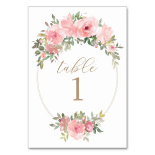 Numeração De Mesa Número da Tabela Verde Floral Dourada Rosa