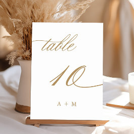 Numeração De Mesa Número de Casamento Caligrafia Romântica Dourada 1