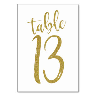 Numeração De Mesa Número de Mesa 13 com Brilho Dourado