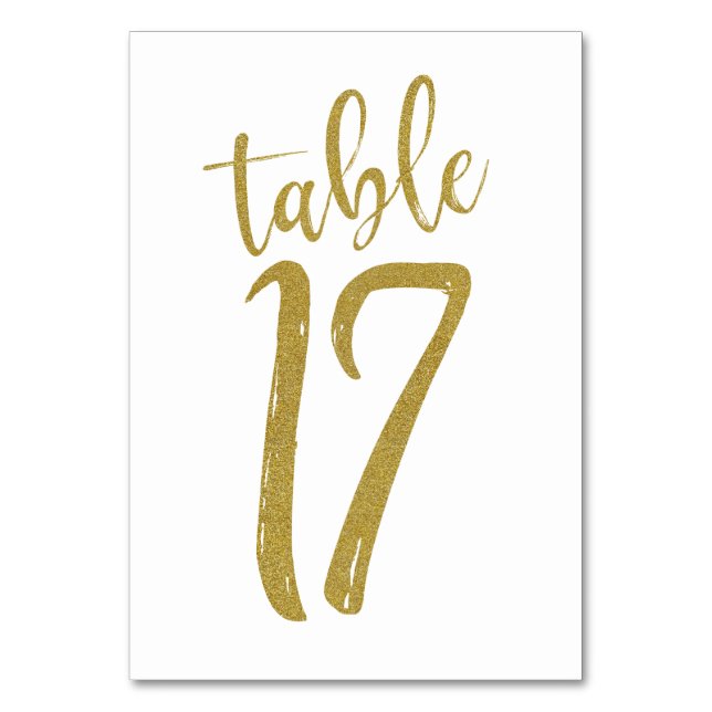 Numeração De Mesa Número de Mesa 17 em Brilho Dourado (Frente)