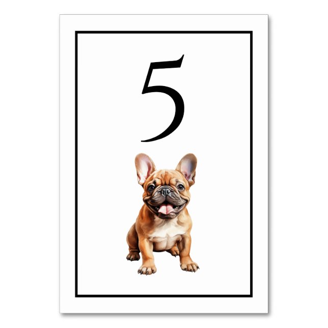 Numeração De Mesa Número de Mesa Aguarela do Bulldog Francês (Frente)