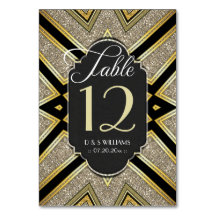 Número de Mesa Art Deco Dourado para Casamento com