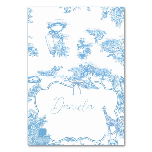 Numeração De Mesa Número de Mesa Azul Branco Toile de Jouy Francês (Frente)