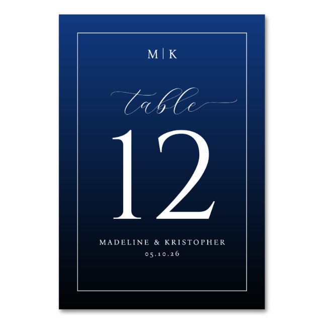 Numeração De Mesa Número de Mesa Azul Elegante (Frente)
