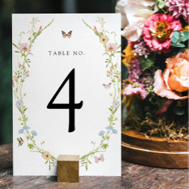 Numeração De Mesa Número de Mesa Borboleta Flor Silvestre