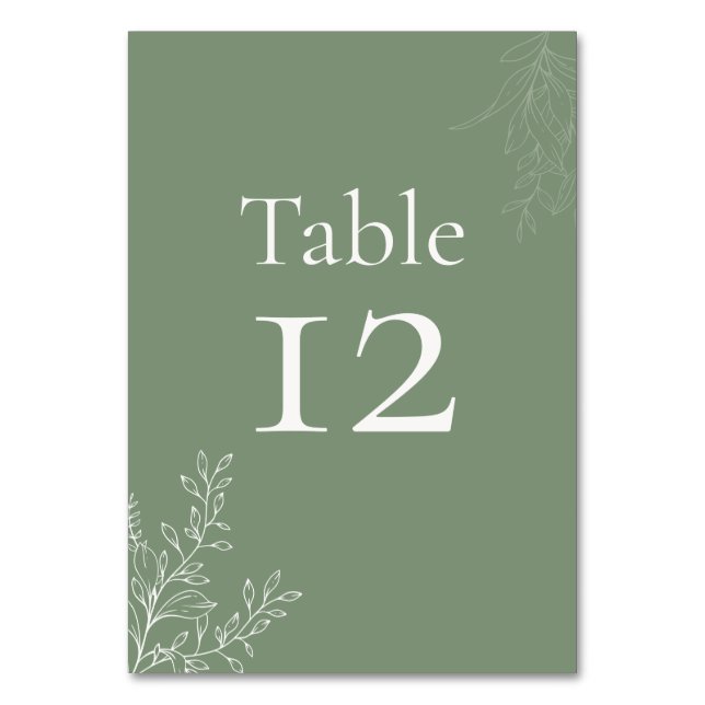 Numeração De Mesa Número de Mesa Botânico Verde Sálvia Escuro (Frente)