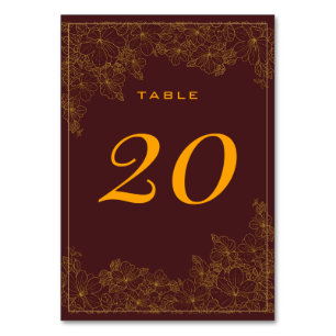 Numeração De Mesa Número de Mesa Burgundy Clássico com Padrão Dourad