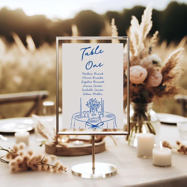 Numeração De Mesa Número de Mesa Casamento Azul Francês Desenhado à  (Criador carregado)