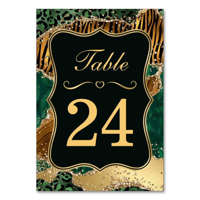 Numeração De Mesa Número de Mesa Casamento Brilho Verde Safari Jungl (Frente)