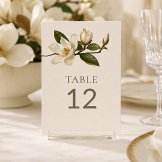 Numeração De Mesa Número de Mesa Casamento Elegante Magnólia Marfim