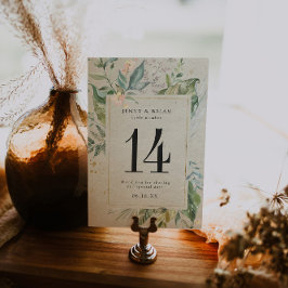 Numeração De Mesa Número de Mesa Casamento Elegante Verde Dourado