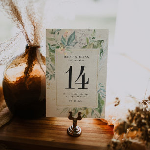 Numeração De Mesa Número de Mesa Casamento Elegante Verde Dourado