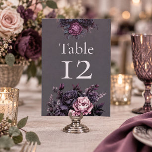 Numeração De Mesa Número de Mesa Casamento Floral Ameixa Gótica