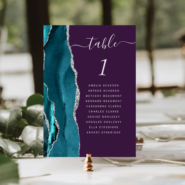 Numeração De Mesa Número de Mesa Casamento Prata Azul Turquesa Ágata (Criador carregado)