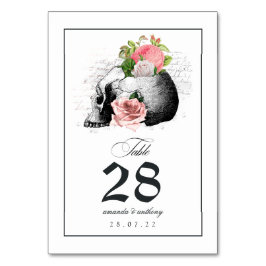 Numeração De Mesa Número de Mesa Caveira Gótica Floral Rosa