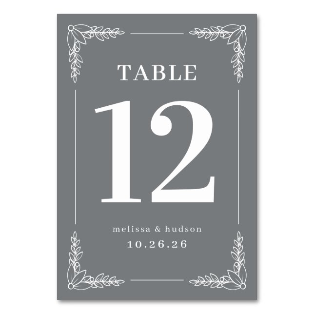 Numeração De Mesa Número de Mesa Cinza Elegante (Frente)