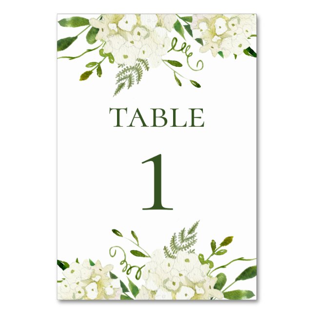 Numeração De Mesa Número de Mesa com Aquarela Floral de Hortênsia Br (Frente)