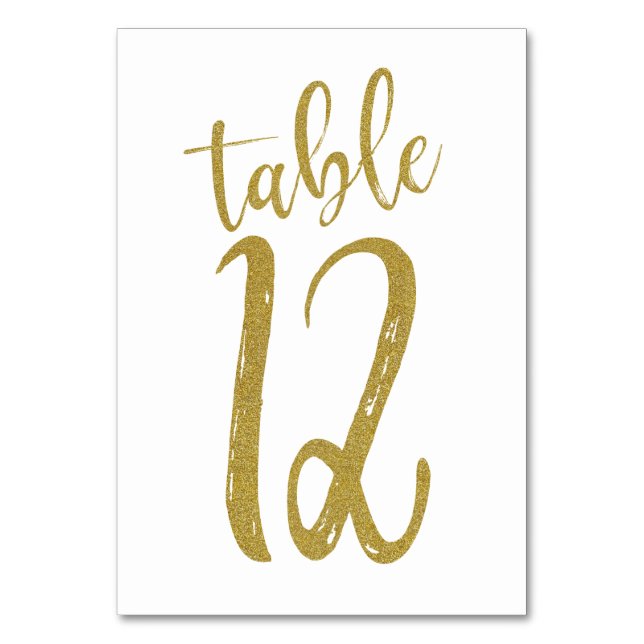 Numeração De Mesa Número de Mesa com Brilho Dourado 12 (Frente)