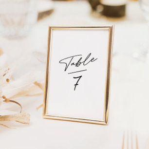 Numeração De Mesa Número de Mesa com Caligrafia Minimalista Simples