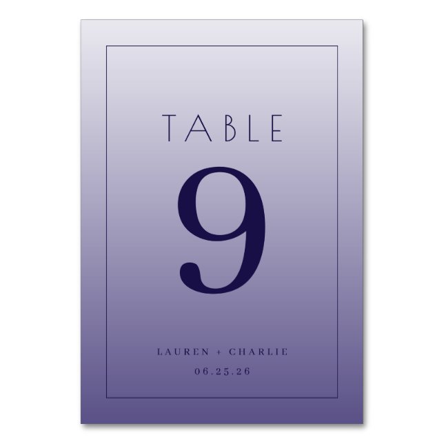 Numeração De Mesa Número de Mesa com Gradiente Roxo Elegante (Frente)