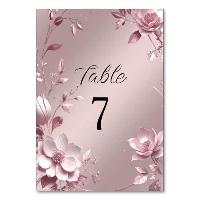 Numeração De Mesa Número de Mesa com Moldura Floral Rosa Delicada (Frente)