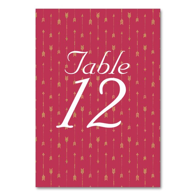 Numeração De Mesa Número de Mesa com Padrão de Setas Boho Magenta &  (Frente)