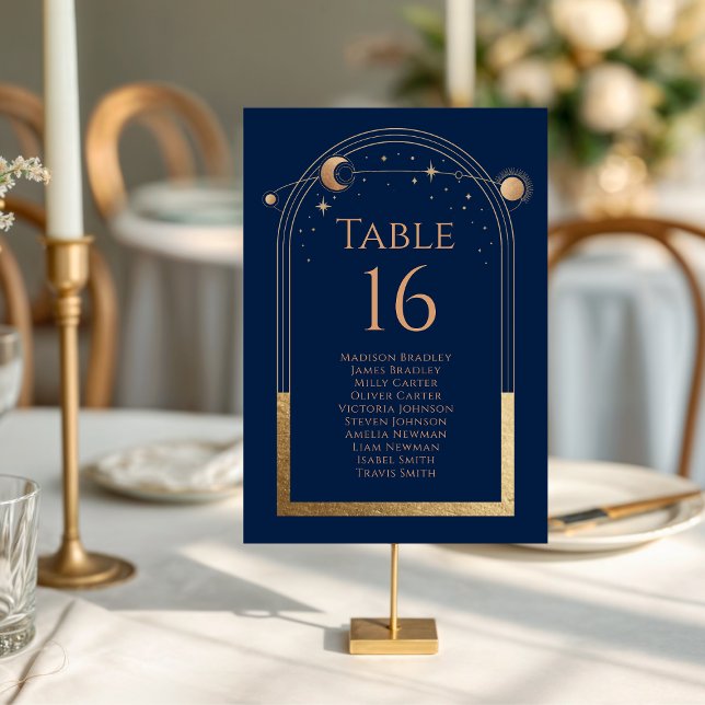 Numeração De Mesa Número de Mesa de Casamento Azul Celestial Dourado (Criador carregado)