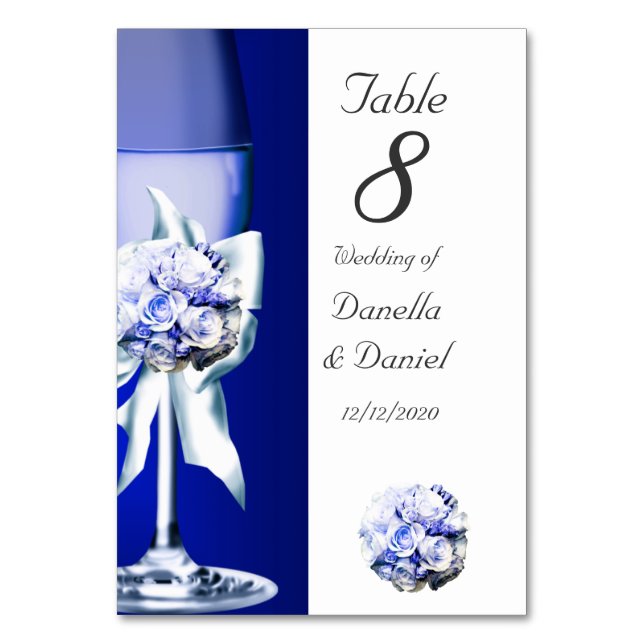 Numeração De Mesa Número de Mesa de Casamento Azul Marinho 2 (Frente)