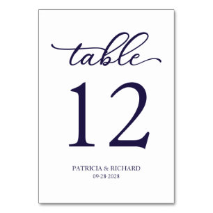 Numeração De Mesa Número de Mesa de Casamento Azul Naval em Letra El