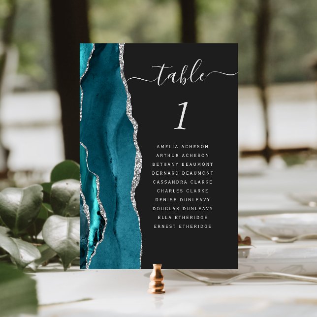 Numeração De Mesa Número de Mesa de Casamento Azul Turquesa Prata Ág (Criador carregado)