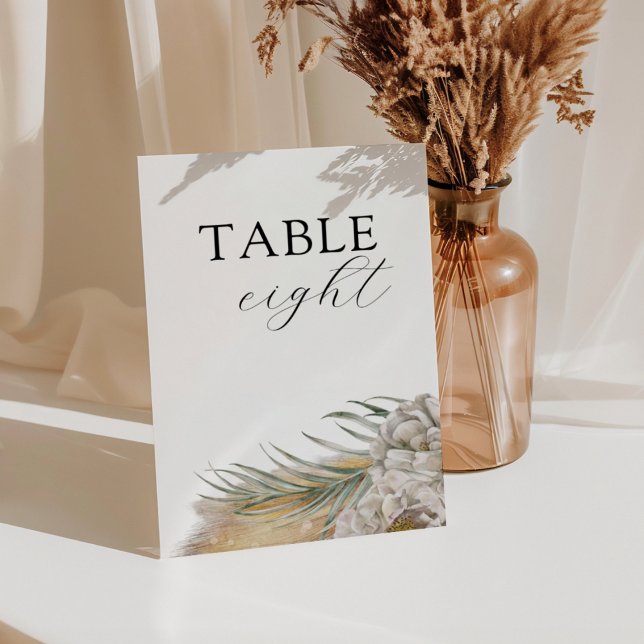 Numeração De Mesa Número de Mesa de Casamento Boho Pampas Grama (Criador carregado)