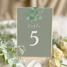 Numeração De Mesa Número de Mesa de Casamento Botânico em Verde Sálv