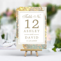 Número de Mesa de Casamento Brilhante Iridescente 