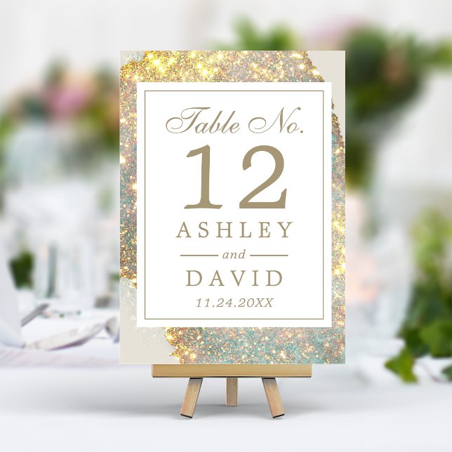 Numeração De Mesa Número de Mesa de Casamento Brilhante Moderno Irid (Criador carregado)