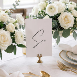 Numeração De Mesa Número de mesa de casamento caligráfico elegante 6