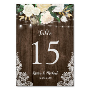 Numeração De Mesa Número de Mesa de Casamento Chic com Renda Floral 