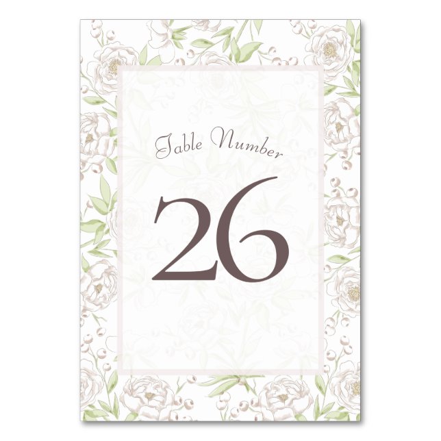 Numeração De Mesa Número de Mesa de Casamento Clássico Rosa Branca (Frente)