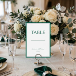 Numeração De Mesa Número de Mesa de Casamento Clássico Verde Esmeral
