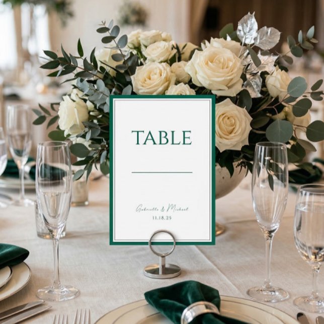 Numeração De Mesa Número de Mesa de Casamento Clássico Verde Esmeral (Criador carregado)