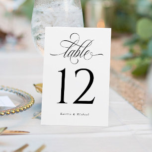 Numeração De Mesa Número de Mesa de Casamento com Caligrafia Elegant