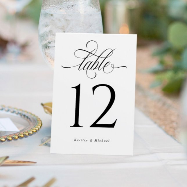 Numeração De Mesa Número de Mesa de Casamento com Caligrafia Luxuosa (Criador carregado)