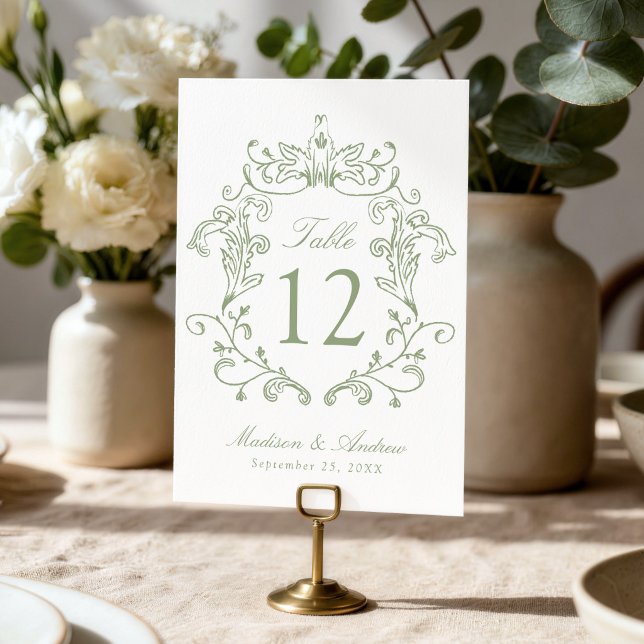 Numeração De Mesa Número de Mesa de Casamento com Crista Verde Sálvi (Criador carregado)