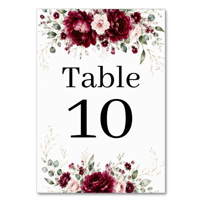Numeração De Mesa Número de Mesa de Casamento com Flora e Folhagem d (Frente)