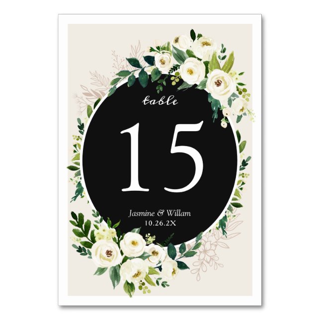 Numeração De Mesa Número de Mesa de Casamento com Folhagem de Rosa B (Frente)