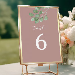 Numeração De Mesa Número de Mesa de Casamento com Folhagem em Rosa E