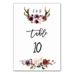 Numeração De Mesa Número de Mesa de Casamento com Galhadas Florais B